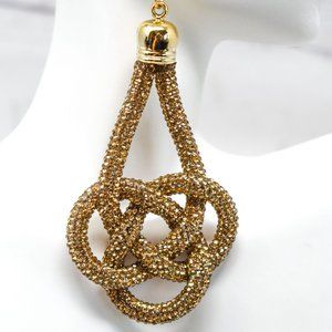 Knot Light Brown Pave Rhinestone Dangle Earrings